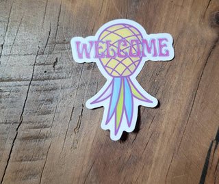 Upside Down Pineapple Decor, Lifestyle Sticker, Pineapple Welcome Sticker, Door Sticker, Hostess Gift, House Party Gift Sticker