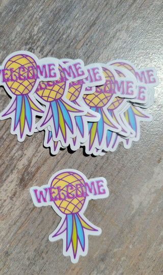 Upside Down Pineapple Decor, Lifestyle Sticker, Pineapple Welcome Sticker, Door Sticker, Hostess Gift, House Party Gift Sticker