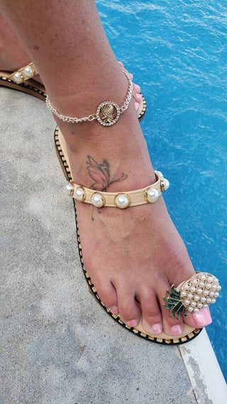 Pineapple anklet, Upside Down pineapple anklet, Lifestyle anklet, Pineapple bracelet, Charm anklet, Includes Jewelry Bag