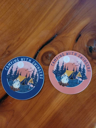 Swinger Camping Sticker / Upside down pineapple / Pineapple in the moon sticker / Loud noise sticker / Camping with Swingers sticker