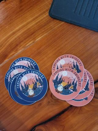 Swinger Camping Sticker / Upside down pineapple / Pineapple in the moon sticker / Loud noise sticker / Camping with Swingers sticker
