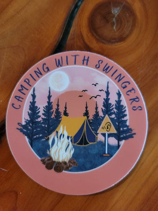 Swinger Camping Sticker / Upside down pineapple / Pineapple in the moon sticker / Loud noise sticker / Camping with Swingers sticker