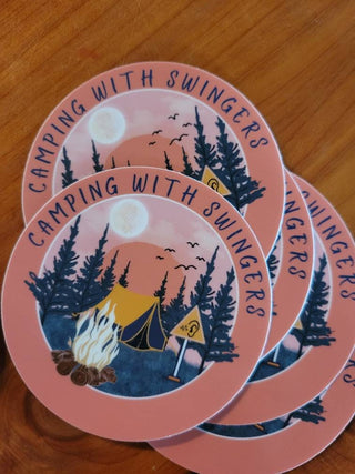 Swinger Camping Sticker / Upside down pineapple / Pineapple in the moon sticker / Loud noise sticker / Camping with Swingers sticker