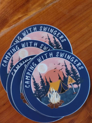 Swinger Camping Sticker / Upside down pineapple / Pineapple in the moon sticker / Loud noise sticker / Camping with Swingers sticker