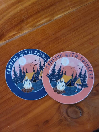 Swinger Camping Sticker / Upside down pineapple / Pineapple in the moon sticker / Loud noise sticker / Camping with Swingers sticker