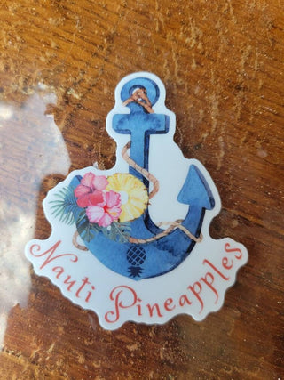 Nauti Pineapples Sticker, Upside down pineapple anchor sticker, Lifestyle Sticker, Boating sticker with an Upside Down Pineapple, Swinger