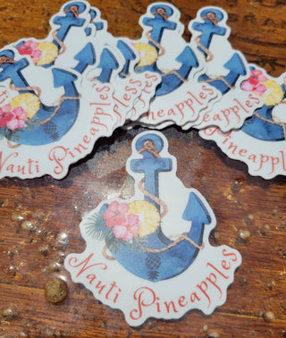 Nauti Pineapples Sticker, Upside down pineapple anchor sticker, Lifestyle Sticker, Boating sticker with an Upside Down Pineapple, Swinger