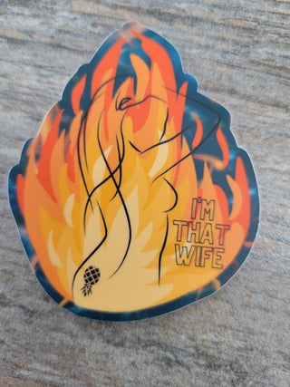 I'm That Wife Silhouette Flaming Sticker, Upside Down Pineapple for the Hotwife lifestyle, Swinger Lifestyle Sticker