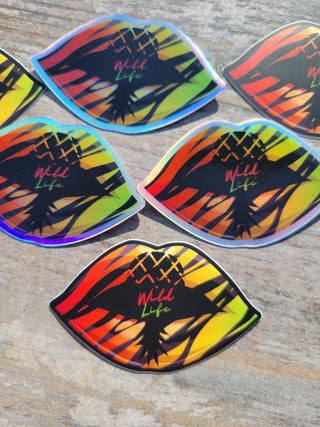 Wild Life Animal Print Sticker with an Upside Down Pineapple for the Swinger Lifestyle, Holographic or Matte Finish