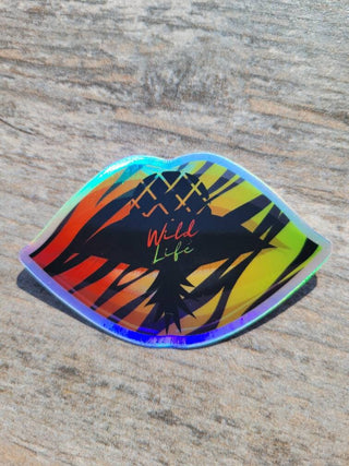 Wild Life Animal Print Sticker with an Upside Down Pineapple for the Swinger Lifestyle, Holographic or Matte Finish