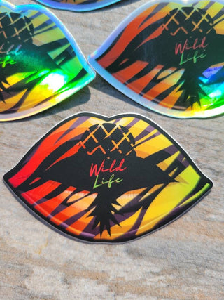 Wild Life Animal Print Sticker with an Upside Down Pineapple for the Swinger Lifestyle, Holographic or Matte Finish