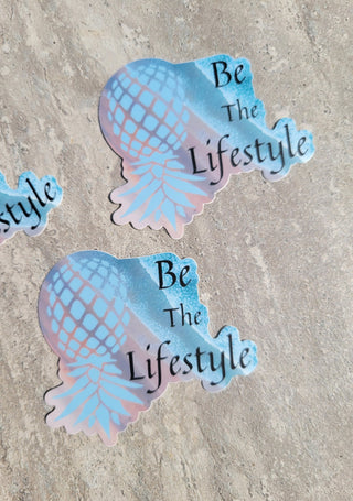 Be the Lifestyle with an Upside Down Pineapple and the beach scenery, Swinger Code for the Lifestyle, Alternative Lifestyle Sticker