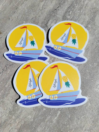 Sailboat with an upside-down pineapple and the words Lifestyle, Swinger sticker, Lake sticker