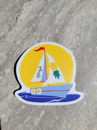 Sailboat with an upside-down pineapple and the words Lifestyle, Swinger sticker, Lake sticker