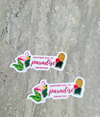 Flamingo and Pineapple Sticker, Another Day In Paradise Swinging, Swinger Pineapple Decor, Upside Down Pineapple Tumbler Sticker