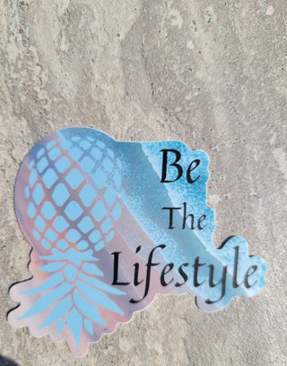 Be the Lifestyle with an Upside Down Pineapple and the beach scenery, Swinger Code for the Lifestyle, Alternative Lifestyle Sticker