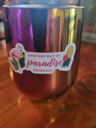 Flamingo and Pineapple Sticker, Another Day In Paradise Swinging, Swinger Pineapple Decor, Upside Down Pineapple Tumbler Sticker