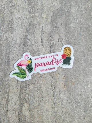 Flamingo and Pineapple Sticker, Another Day In Paradise Swinging, Swinger Pineapple Decor, Upside Down Pineapple Tumbler Sticker