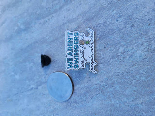 We aren't swingers we just f*ck people who are / Swinger enamel pin with an upside down pineapple / Swinger lifestyle gift