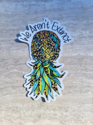 Upside-down pineapple with animal print and We Aren't Extinct / Swinger Lifestyle Sticker/ Hotwife sticker/ Alternative lifestyle sticker