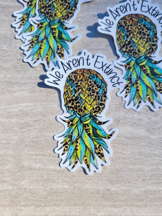 Upside-down pineapple with animal print and We Aren't Extinct / Swinger Lifestyle Sticker/ Hotwife sticker/ Alternative lifestyle sticker