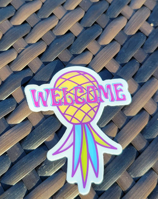 Welcome Upside Down Pineapple Lifestyle Sticker / Bright Welcome Sticker / Home decor or host/hostess gift / Alternative Lifestyle