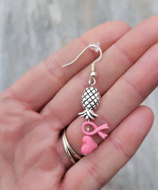 Breast Cancer Awareness Pineapple Earrings