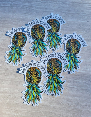 Upside-down pineapple with animal print and We Aren't Extinct / Swinger Lifestyle Sticker/ Hotwife sticker/ Alternative lifestyle sticker