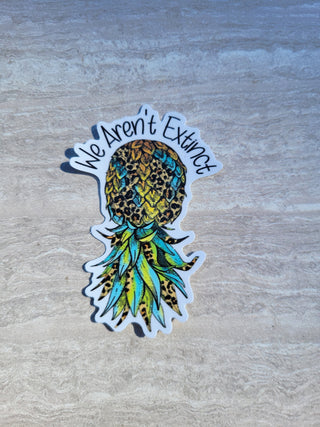 Upside-down pineapple with animal print and We Aren't Extinct / Swinger Lifestyle Sticker/ Hotwife sticker/ Alternative lifestyle sticker