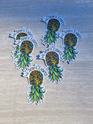 Upside-down pineapple with animal print and We Aren't Extinct / Swinger Lifestyle Sticker/ Hotwife sticker/ Alternative lifestyle sticker