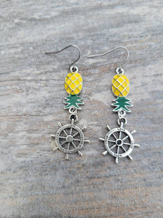 Cruise Earrings, Swinger Lifestyle Earrings, All Aboard Earrings, Colorful Pineapple Earrings, Upside Down Pineapple Earrings, Boat Earrings
