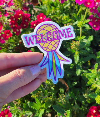 Welcome Upside Down Pineapple Lifestyle Sticker / Bright Welcome Sticker / Home decor or host/hostess gift / Alternative Lifestyle