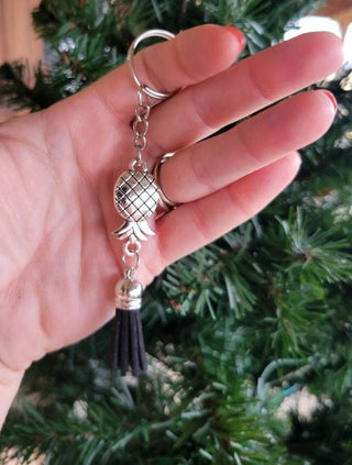 Swinger Upside Down Pineapple Keychain with Multiple Tassel Color Options, Zipper Pull, Luggage Zipper Pull, Identify luggage