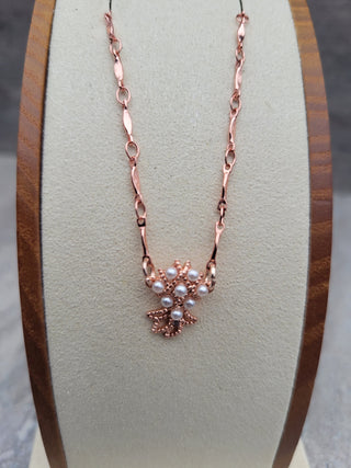 Rose Gold Upside down Pineapple Necklace, 16" length & Lobster Clasp, Faux Pearls on a Rose Gold Chain, Swinger lifestyle, Hotwife Necklace