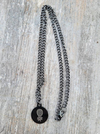 6 Color Options: Men's Swinger Necklace, Pineapple Laser Charm Necklace, Men's Lifestyle Necklace, Upside Down Pineapple Necklace