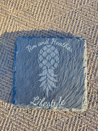 Personalized Slate Upside Down Pineapple Coasters, Swinger Decorations for the Home, Lasered, Alternative Lifestyle