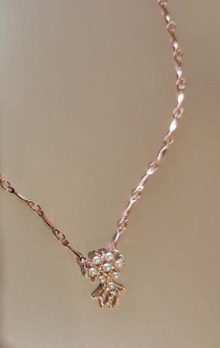 Rose Gold Upside down Pineapple Necklace, 16" length & Lobster Clasp, Faux Pearls on a Rose Gold Chain, Swinger lifestyle, Hotwife Necklace