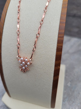 Rose Gold Upside down Pineapple Necklace, 16" length & Lobster Clasp, Faux Pearls on a Rose Gold Chain, Swinger lifestyle, Hotwife Necklace