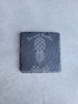 Personalized Slate Upside Down Pineapple Coasters, Swinger Decorations for the Home, Lasered, Alternative Lifestyle