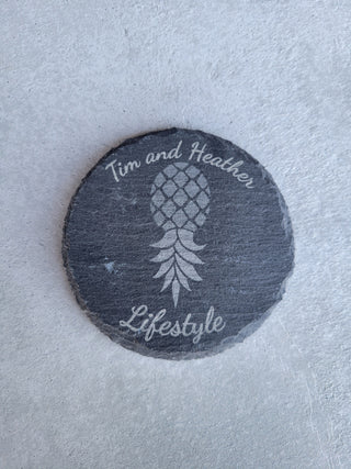Personalized Slate Upside Down Pineapple Coasters, Swinger Decorations for the Home, Lasered, Alternative Lifestyle