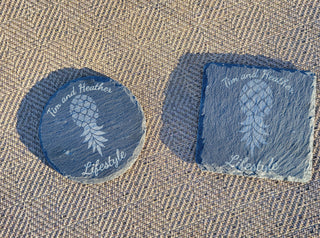 Personalized Slate Upside Down Pineapple Coasters, Swinger Decorations for the Home, Lasered, Alternative Lifestyle