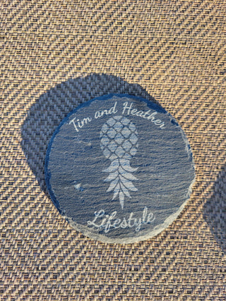 Personalized Slate Upside Down Pineapple Coasters, Swinger Decorations for the Home, Lasered, Alternative Lifestyle
