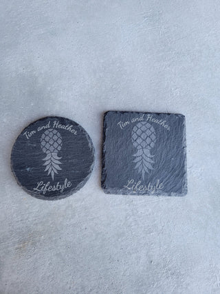 Personalized Slate Upside Down Pineapple Coasters, Swinger Decorations for the Home, Lasered, Alternative Lifestyle