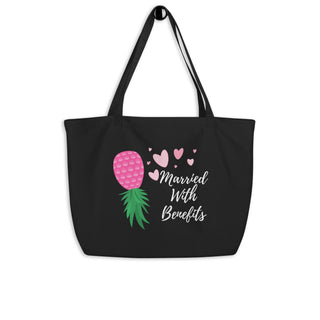 Married with Benefits Tote Bag / Swinger Accessory/ Pink Upside Down Pineapple Bag / Large Black Bag