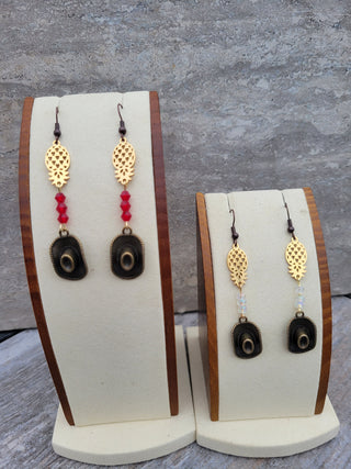 Western Night Earrings, Upsidedown Pineapple Earrings with a Cowgirl/Cowgirl Western Hat, Gemstone Options Available, Swinger Theme Earrings