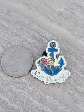 Nauti Pineapples Enamel Pin, Beach Bag Pin, Nautical Pin for the Tropical Lifestyle of Upside Down Pineapples, Small and Discreet, Fun Pin