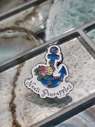 Nauti Pineapples Enamel Pin, Beach Bag Pin, Nautical Pin for the Tropical Lifestyle of Upside Down Pineapples, Small and Discreet, Fun Pin