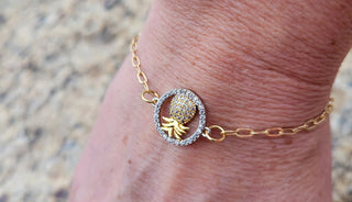 Pineapple Bracelet, Upside Down pineapple Bracelet, Lifestyle bracelet, Pineapple bracelet, Charm bracelet/ Gold and Silver