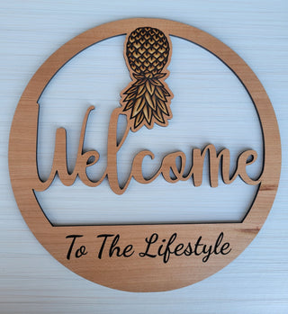 Unique Swinger Lifestyle Welcome Sign * Cherry Colored Indoor/Outdoor Wall Art