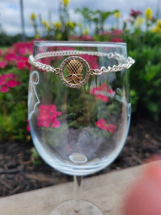 Upside Down Pineapple Anklet, Swinger Lifestyle Anklet, Charm with Mixed Metals, Includes Jewelry Bag